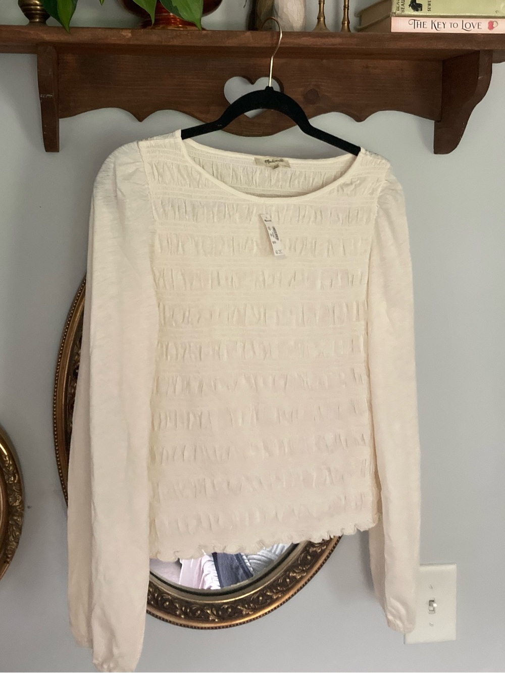 Madewell Smocked Boatneck Top NWT